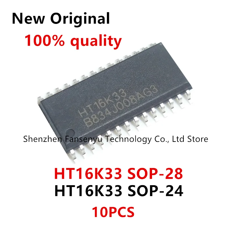 10Pcs New Original HT16K33 SOP-28 SOP-24 RAM mapped 16*8 LED controller driver IC Chip In Stock