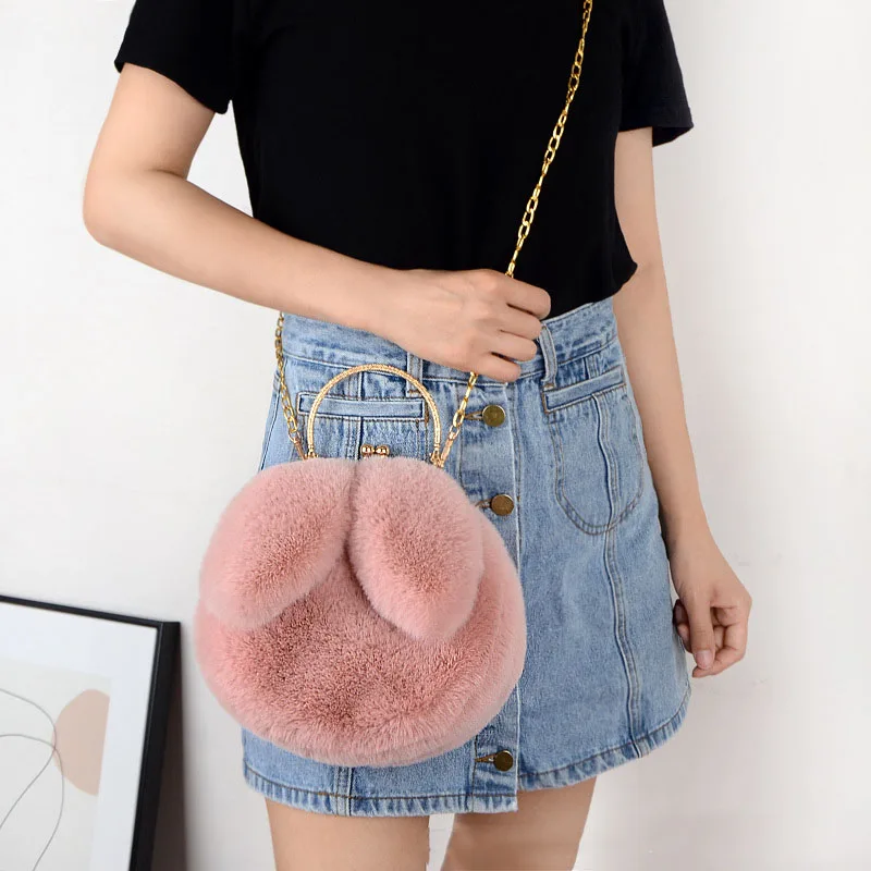 Cute Plush Rabbit Crossbody Bags For Women Version Cute Creative Purses And Handbags Girls New Rabbit Ear Shoulder Messenger Bag