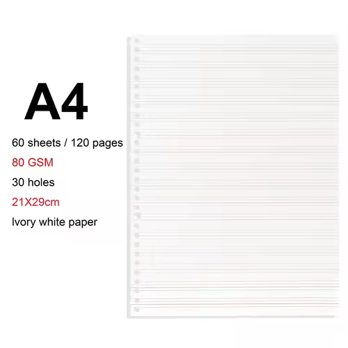 A4/B5/A5 Loose Leaf Refill Binder Notebook Blank/Line/Grid/Cornell Replacable Metal Ring Office&School Supplies Stationery - Image 30