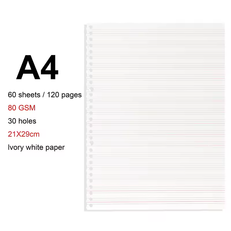 A4/B5/A5 Loose Leaf Refill Binder Notebook Blank/Line/Grid/Cornell Replacable Metal Ring Office&School Supplies Stationery - Image 30