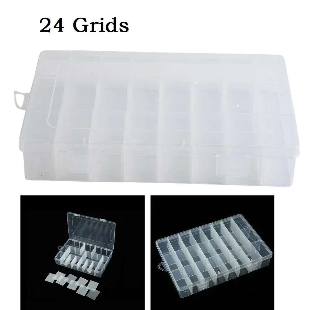 Plastic Box Storage Box 24 Grid Clear Practical Metal Parts Sewing Accessories Electronic Parts Transparent Lid