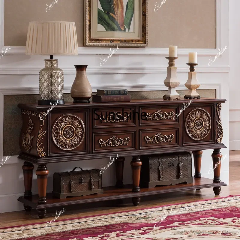 American rural retro old solid wood living room decorative cabinet  FT