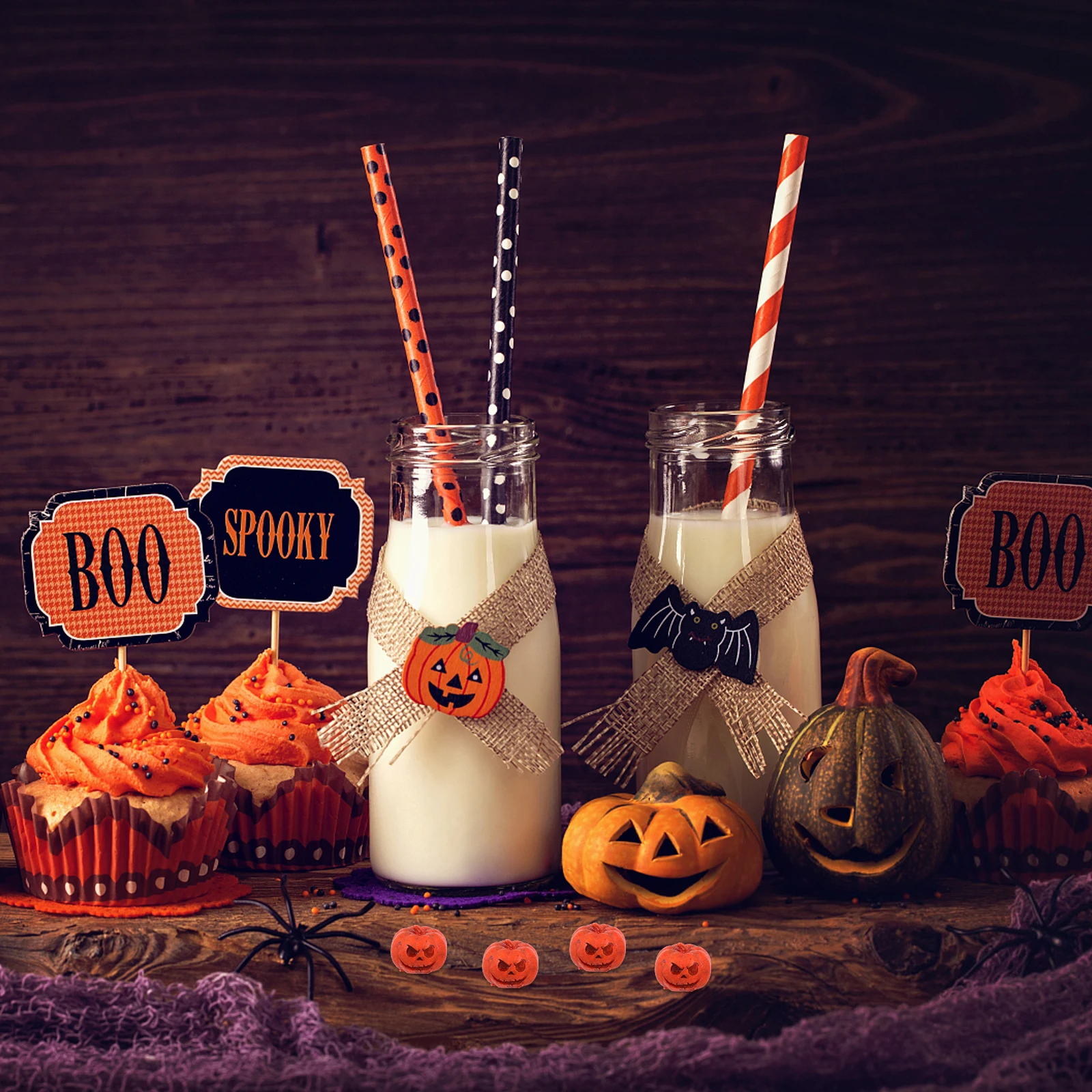 

20 шт. миниатюрных статуэток тыкв на Хэллоуин, компактные декорации из смолы для рукоделия, аксессуары для кукольных домиков, для создания осенней деревни своими руками