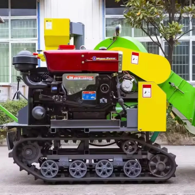 Mini Rice and Wheat Harvester 20HP for 1-4 Acres/H Wide Track with Vibrating Screen Agricultural Combine Harvester Machine