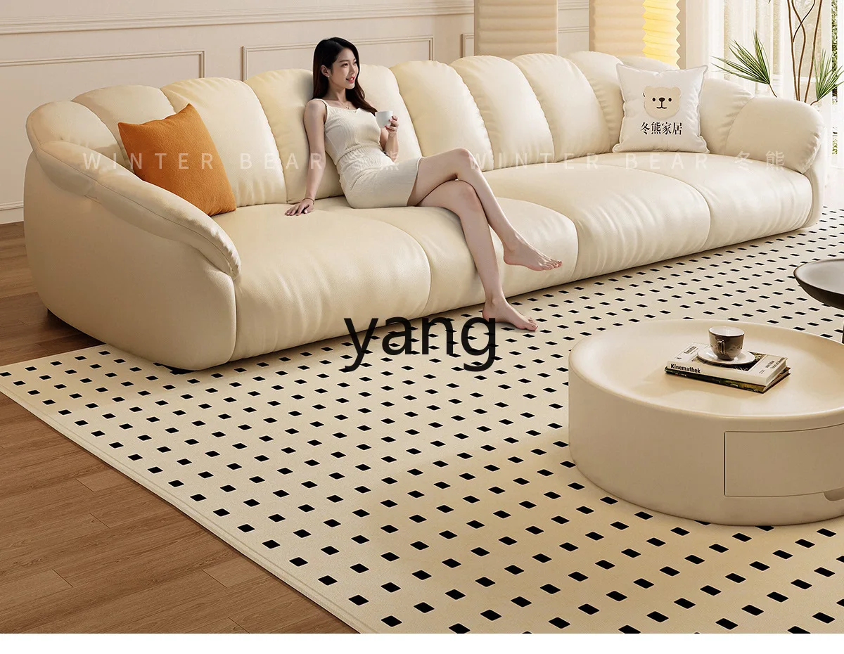 LMM retro extremely simple modern light luxury Italian living room small apartment petal leather sofa
