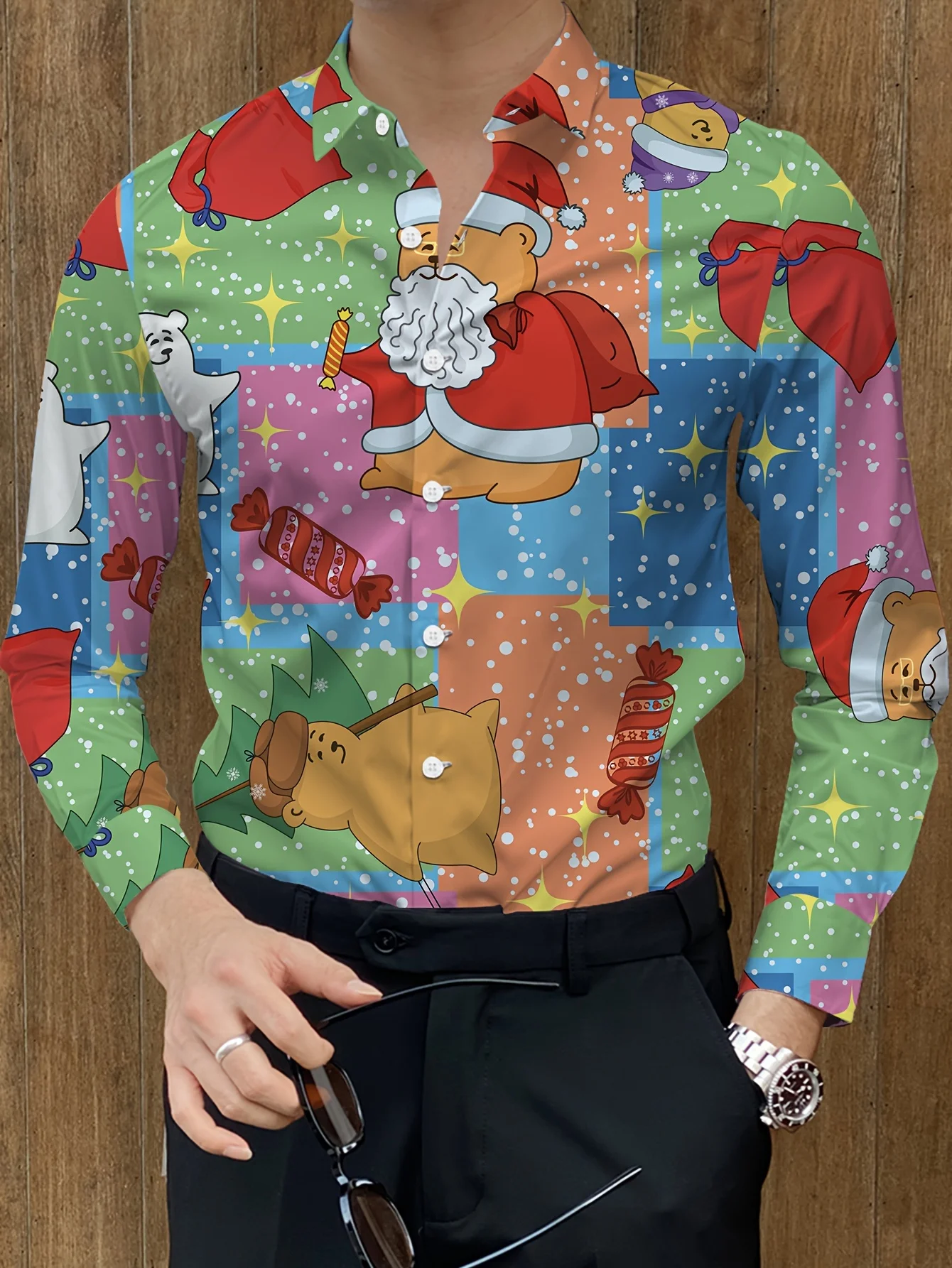 

Мужская рождественская рубашка, подходит для официальной вечеринки, свадьбы, офисного праздничного наряда, сезонов, рождественской сезонной одежды,