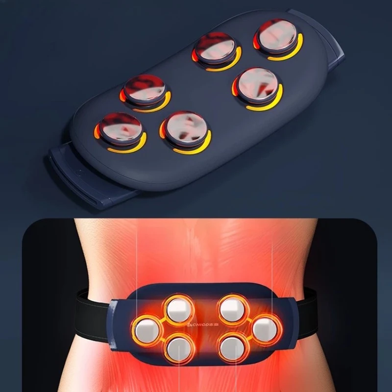 Rechargeable Heated Waist Massager Vibration Electric Body Massager Red Light Hot Compress Lower Back Support for Muscle Relax