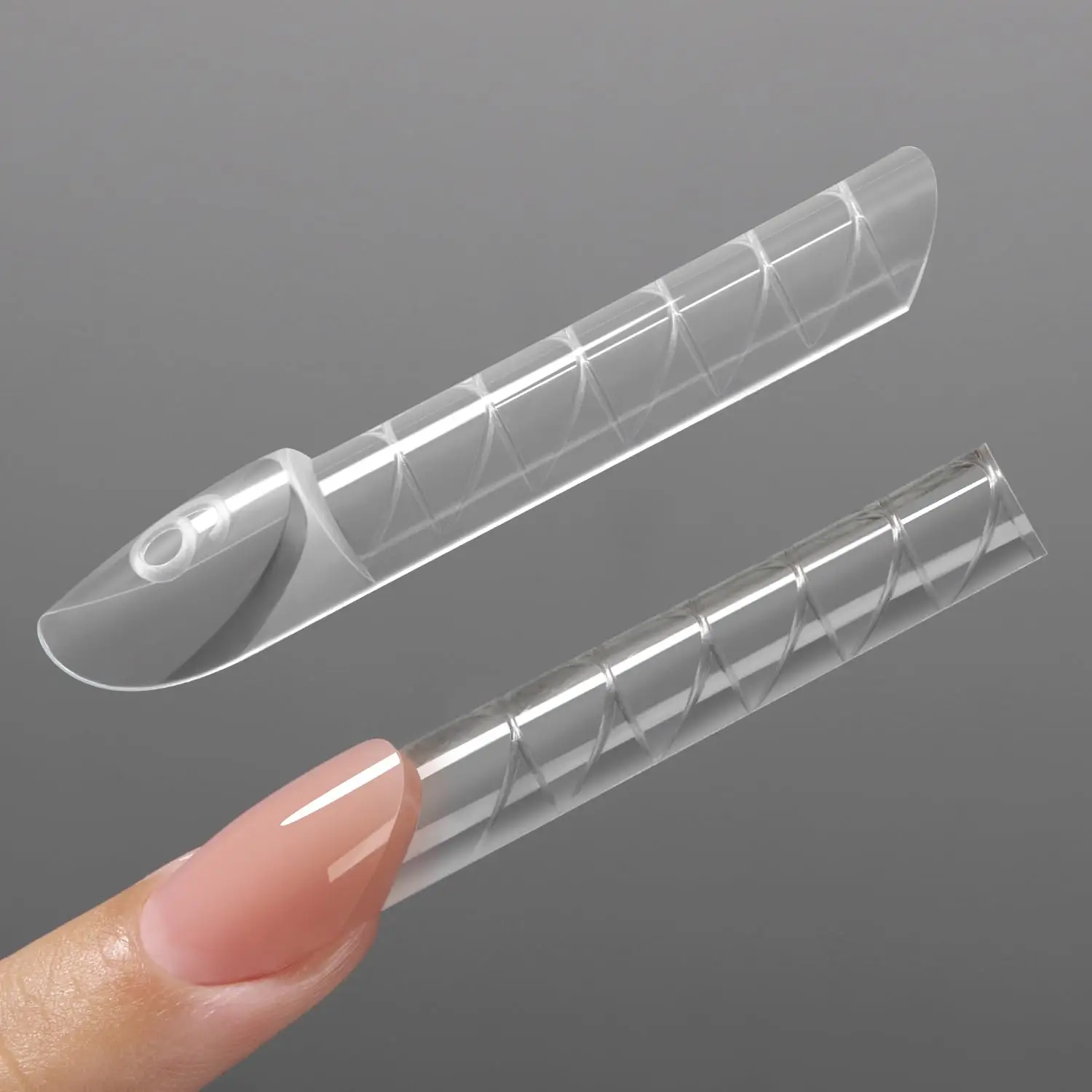 

﻿New 75pcs 15 Sizes Clear Reusable Magic Caps Space French Dual Forms Fake Nails For Nail Extension Builder Gel French Tips