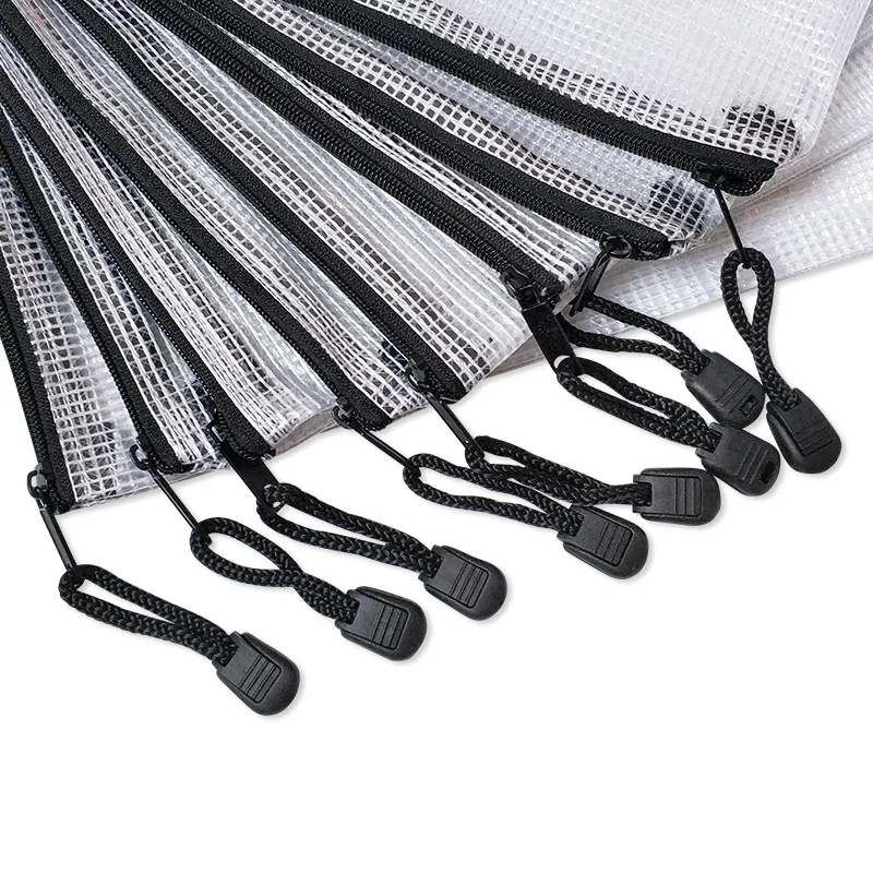 2pcs A4 Size Document Folder File Zipper Bags Plastic Wallets Mesh Document Bags Zipper Bag Wallet