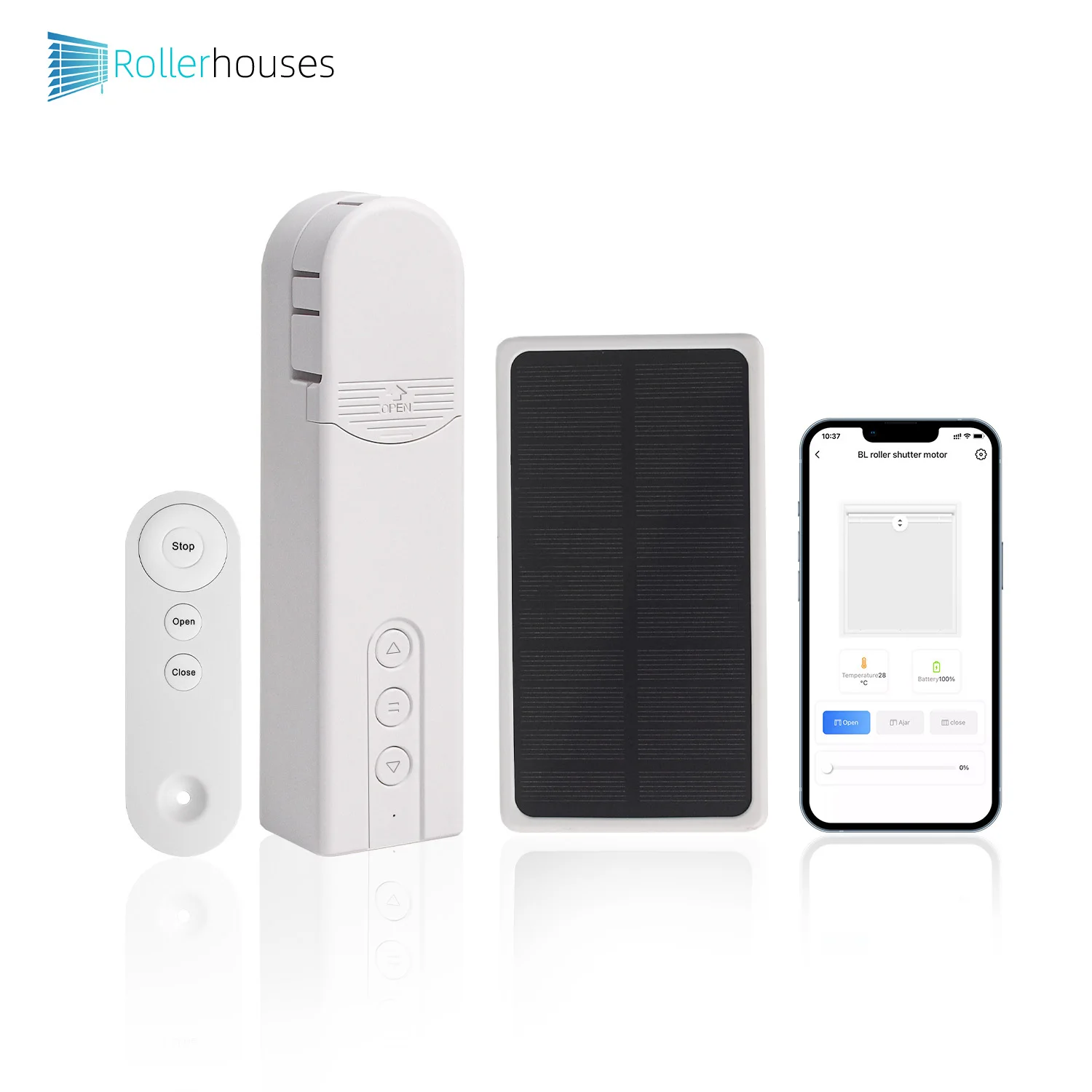 Rollerhouses Chain Blinds Motor Turn Your Regular Curtains into Smart Shades with Bluetooth Phone App for Smart Home Living