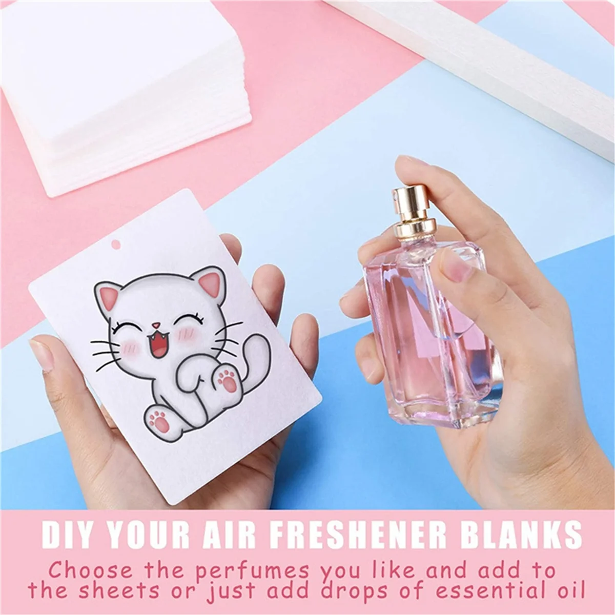 Sublimation Air Freshener 50PCS Sublimation Air Freshener Sheets Felt Air Freshener Rectangle Fragrant Sheets with Rope for Car