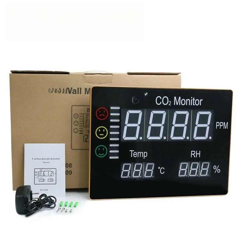 

HT-2008 carbon dioxide detector wall-mounted household temperature and humidity CO2 detector