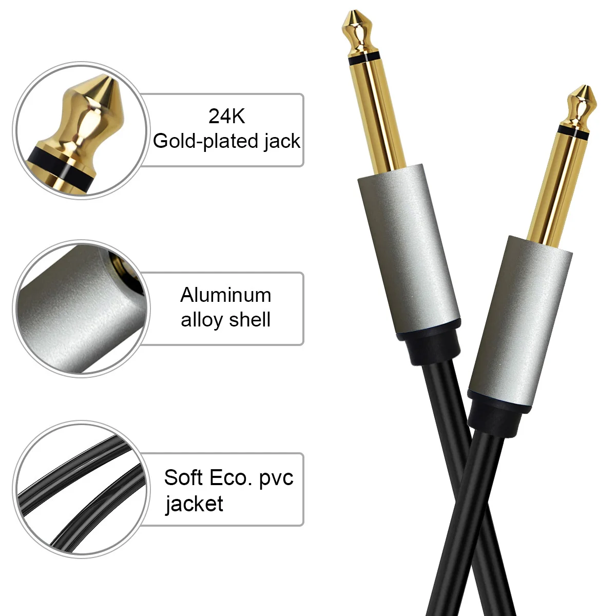 6.35mm kabel Audio Mono 6.3 6.5 Jack z męskiego na męskie przewód Aux 1m 1.5m 2m 3m 5m 8m 10m 15m do gitary wzmacniacz miksujący bas