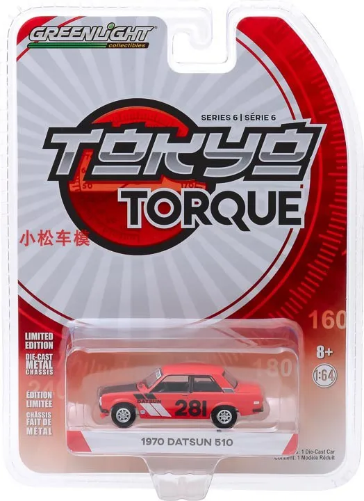 GreenLight 1:64 Tokyo Torque Tokyo Series 6 1970 510 Diecast Model, Classic Collectible Car, Ideal Birthday Gift for Friends