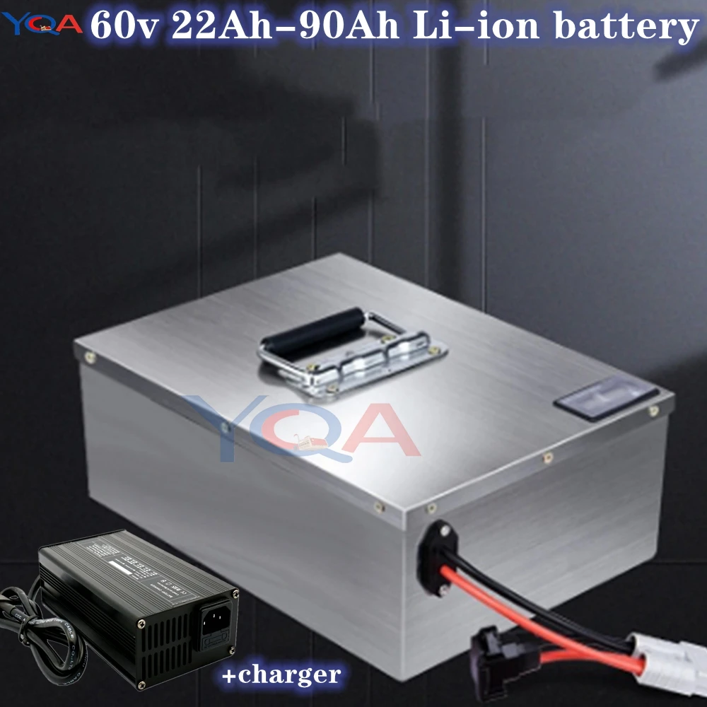 Brand 60v 22Ah-90Ah Li-ion battery pack for tricycle, electric car, solar energy, surfboard and mowing machine +charger