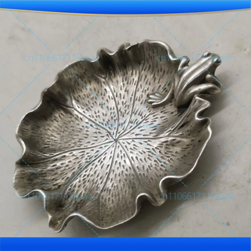 For antique silver plated frog pen washing seedling silver plate incense saucer frog lotus saucer small ornament model