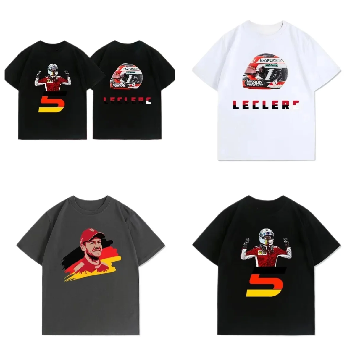 

2025 Men and Women Fasella Ali Sebastian Vettel Around Short Sleeve Custom Cotton Casual T-shirt Summer Clothes