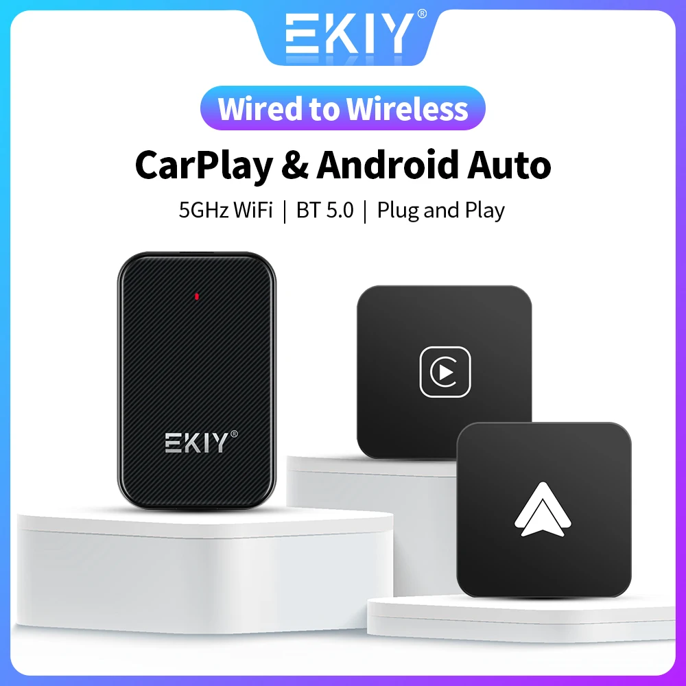 

EKIY проводной и беспроводной Carplay для Toyota Mazda Nissan Camry Suzuki Subaru Citroen Audi Mercedes Kia Ford Opel IOS15 Spotify BT