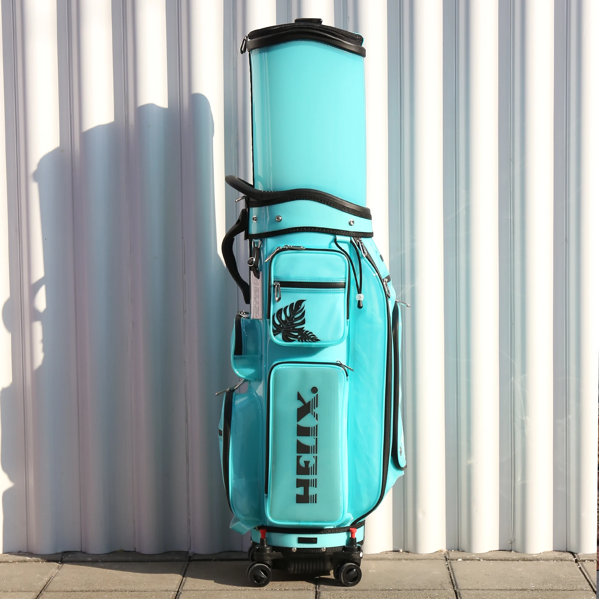 HELIX Waterproof Golf Bag with Wheels and Retractable Top Cover Equipped with Travel Cover