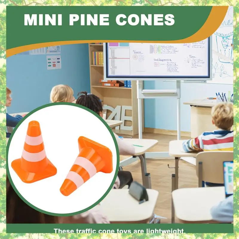 Kegle drogowe T84C-Mini 10 szt. Miniaturowe kiełki drogowe Kiełki budowlane Zestaw kiełków drogowych dla dzieci Zestaw znaków drogowych