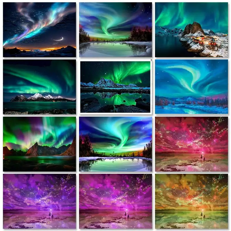 

GATYZTORY DIY Painting By Numbers Diy Crafts Colorful Aurora Picture On Number Gift Home Decors Canvas Paint Kit Handmade Adults