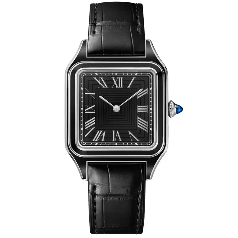 

2025 New 28mm/32mm Black Face Men Women Watch Stainless Watches Quartz Leather Wristwatch Fashion Wristwatches