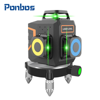 Ponbos Portable Mini Auto Self-leveling Nivel Laser Level 360 High Precision Lazer Level 12 Lines 3D Green Laser Measuring Tool