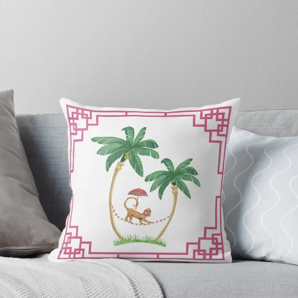 Royal Series 2 Palm Trees with Royal Monkey Throw Pillow Decorative Cushion Cushions Home Decor pillow