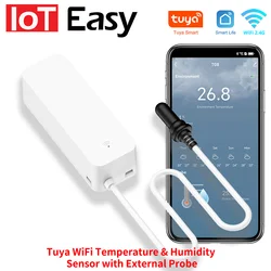 Tuya WiFi Temperature Humidity Sensor With External Probe for Smart Home Hygrometer APP Monitoring For Plants Aquarium Winery