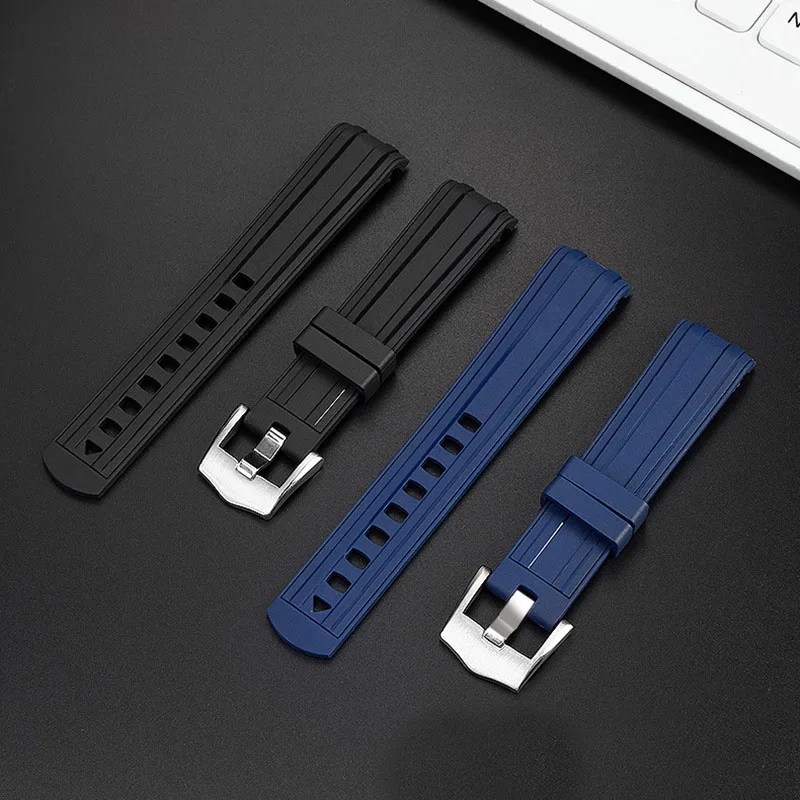 High Quality diving Rubber Silicone Watch Band Belt For Omega New Seamaster 300 Black Blue Soft Men Watch Strap 20mm 22mm