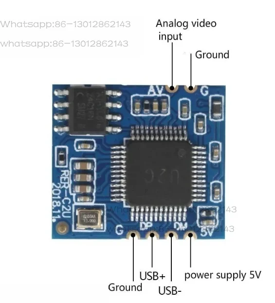 2026  1PCS  Vídeo AV analógico para módulo de câmera USB digital CVBS para chip USB UVC sem driver