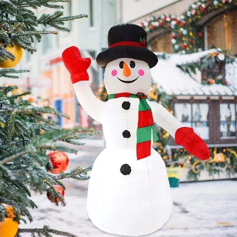 2.4m Christmas Snowman Inflatable Model LED Light Red Glove