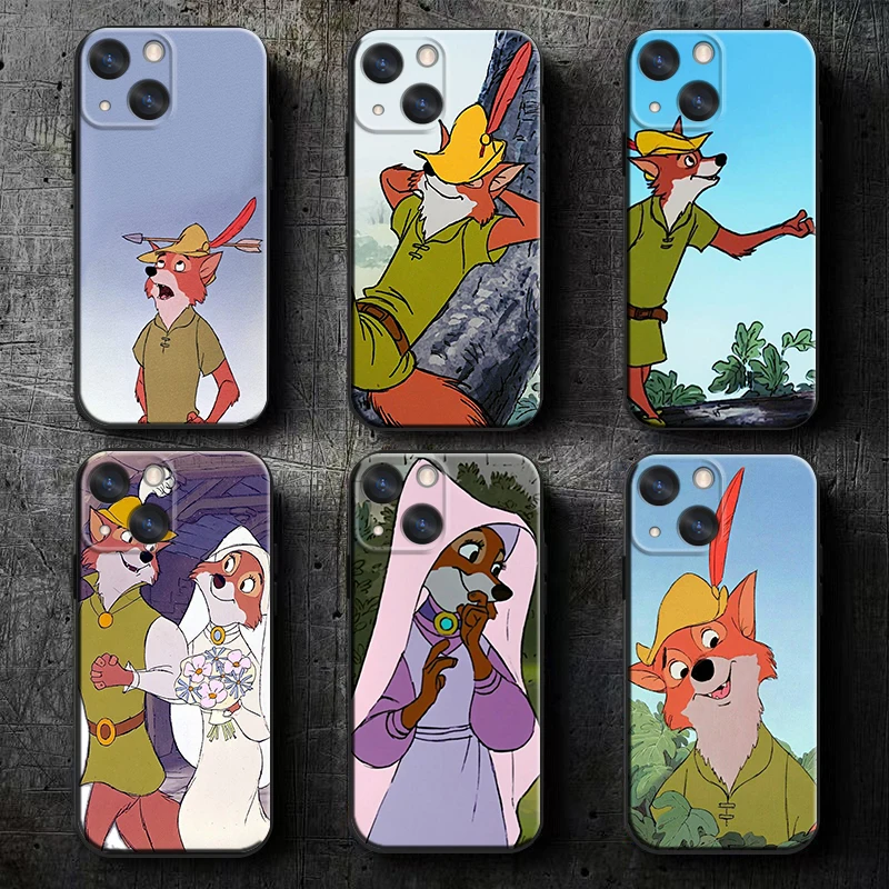 Disney Robin Hood Apple iPhone Case For 16 15 14 13 12 11 Mini XS XR X Pro Max Plus Black Soft Cover