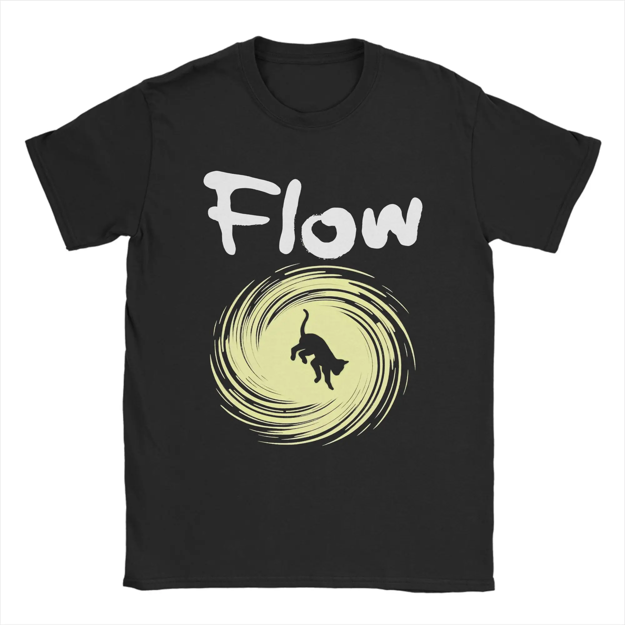 Men's T-Shirt Flowing Movie Cat Leisure Pure Cotton Tee Short Sleeve Cartoon Animated Movie T Shirts Crewneck Clothing Adult