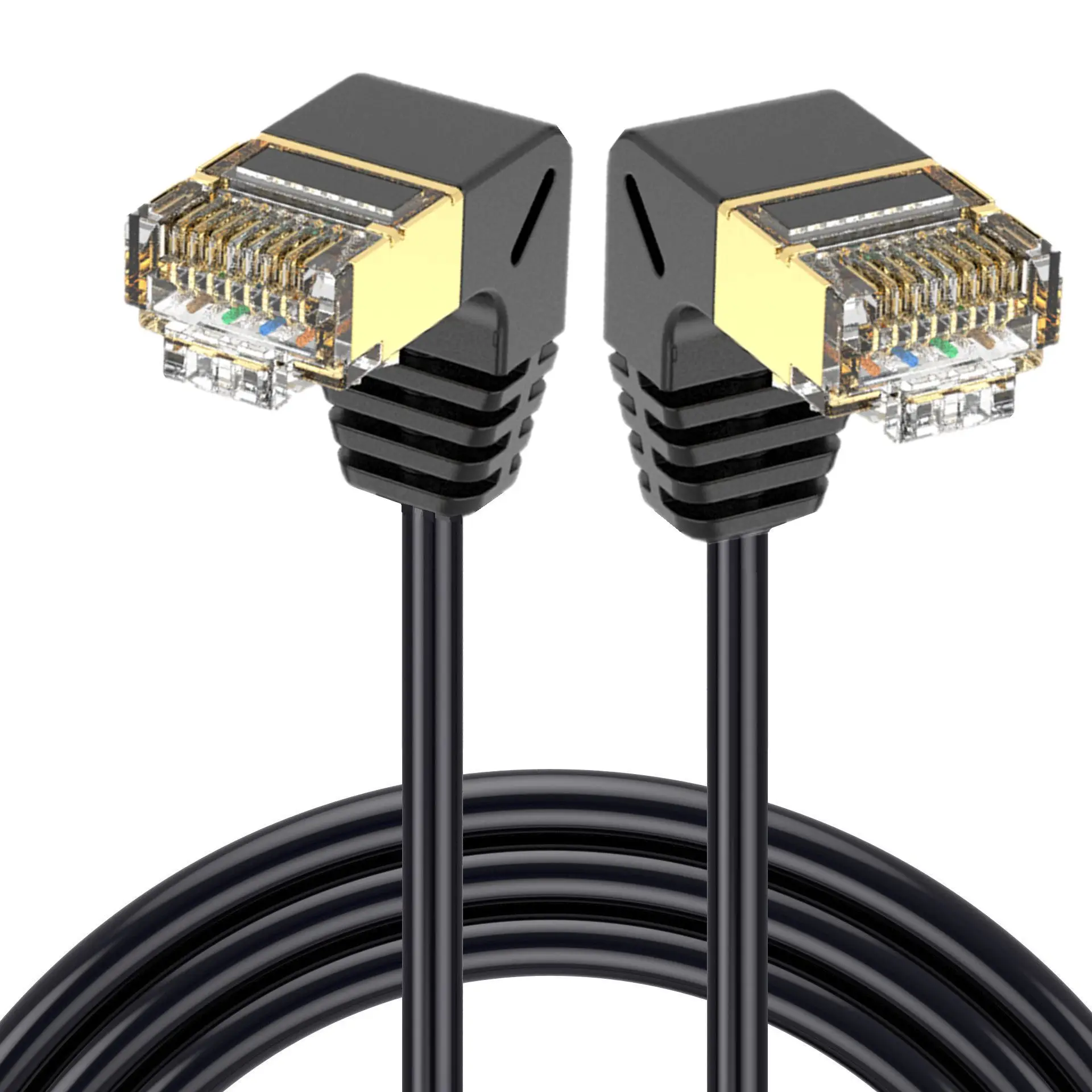 CAT8 8Pin RJ45 40Gbps 2000MHz Double Elbow UP & Down & Left & Right Angled 90 Degree Cat8 Ethernet Network Cable RJ45 Lan