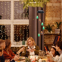 Christmas Tree Wind Bell Lamp Solar Powered Outdoor Decor Green Rechargeable Wind Chime Light Garden Christmas Gift
