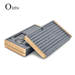 Oirlv Grey Microfiber Ring Earring Bracelet Necklace Watch Tray Ring Pendant Earring Watch Storage Jewelry Box Jewelry Tray