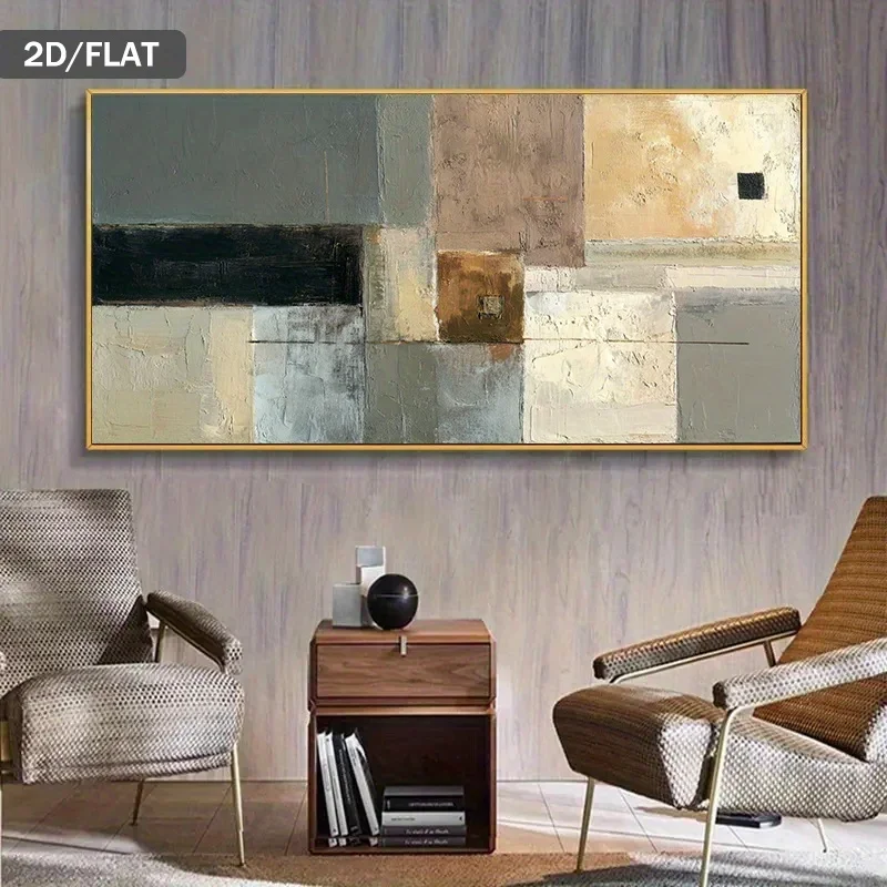 1pc frameless Canvas Painting 2D Flat Modern Abstract Showcasing Geometric Shapes Canvas Wall Art - Unframed Minimalist Canvas P