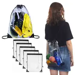 New Transparent Drawstring Backpack Fruit storage Tote Gym Bag Sport Pack  Unisex Large Capacity Lightweight Beach Backpack