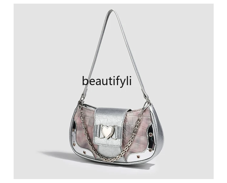 Crocodile pattern baguette armpit bag women's new high-end small square bag versatile portable casual shoulder bag