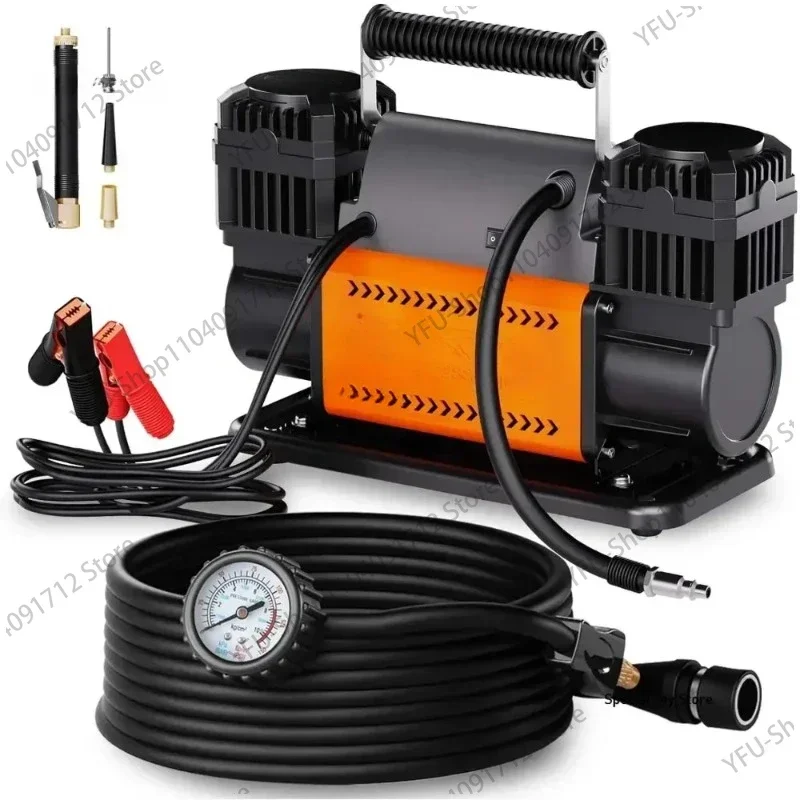 

ALL-TOP Air Compressor Kit, Dual Cylinder 12V Portable Inflator 12.35 ft³/Min, Offroad Air Compressor Pump for Truck Tires