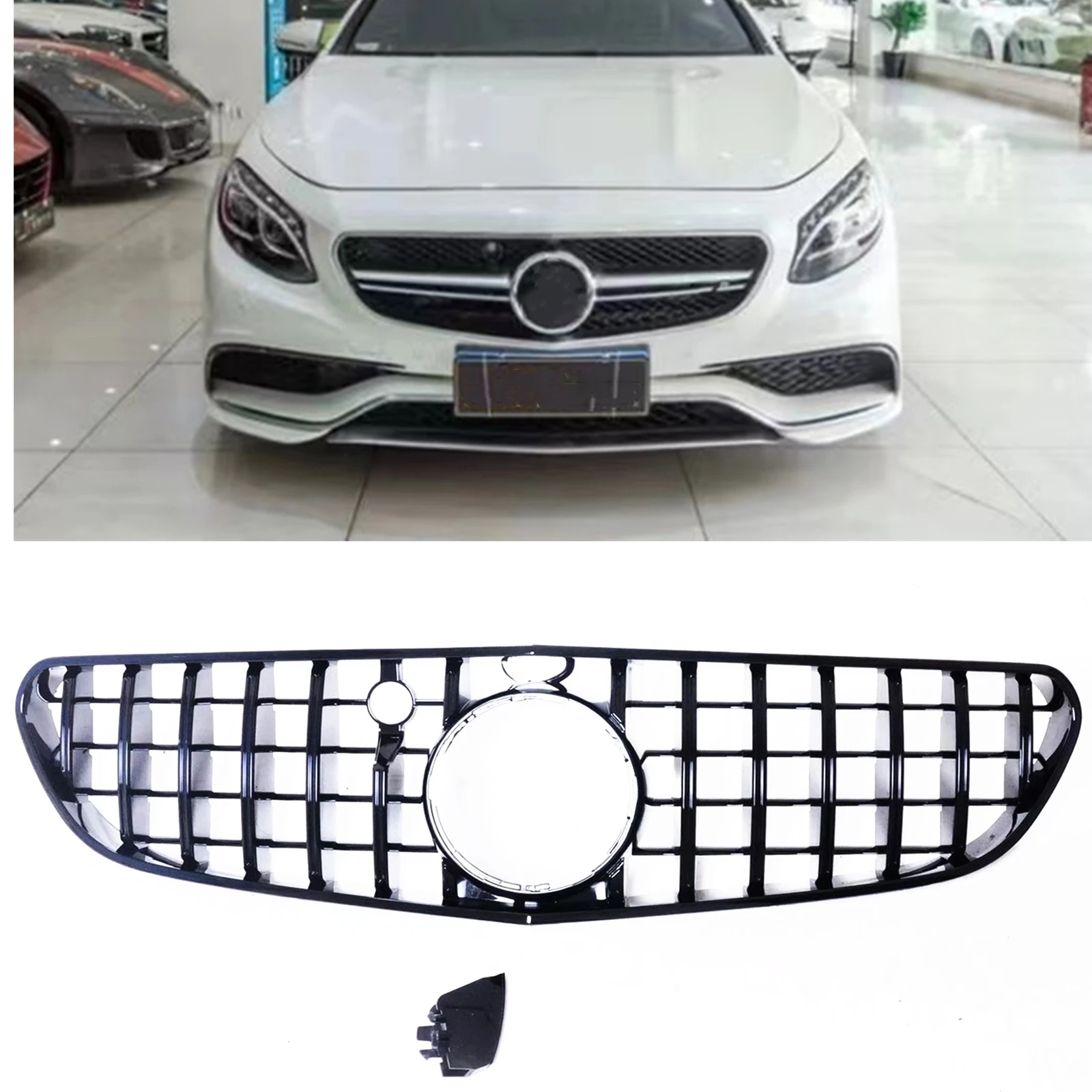 Car Front Grille Grill Upper Bumper Hood Mesh Auto Kit For Mercedes Benz W217 S63 AMG GT 2015-2017