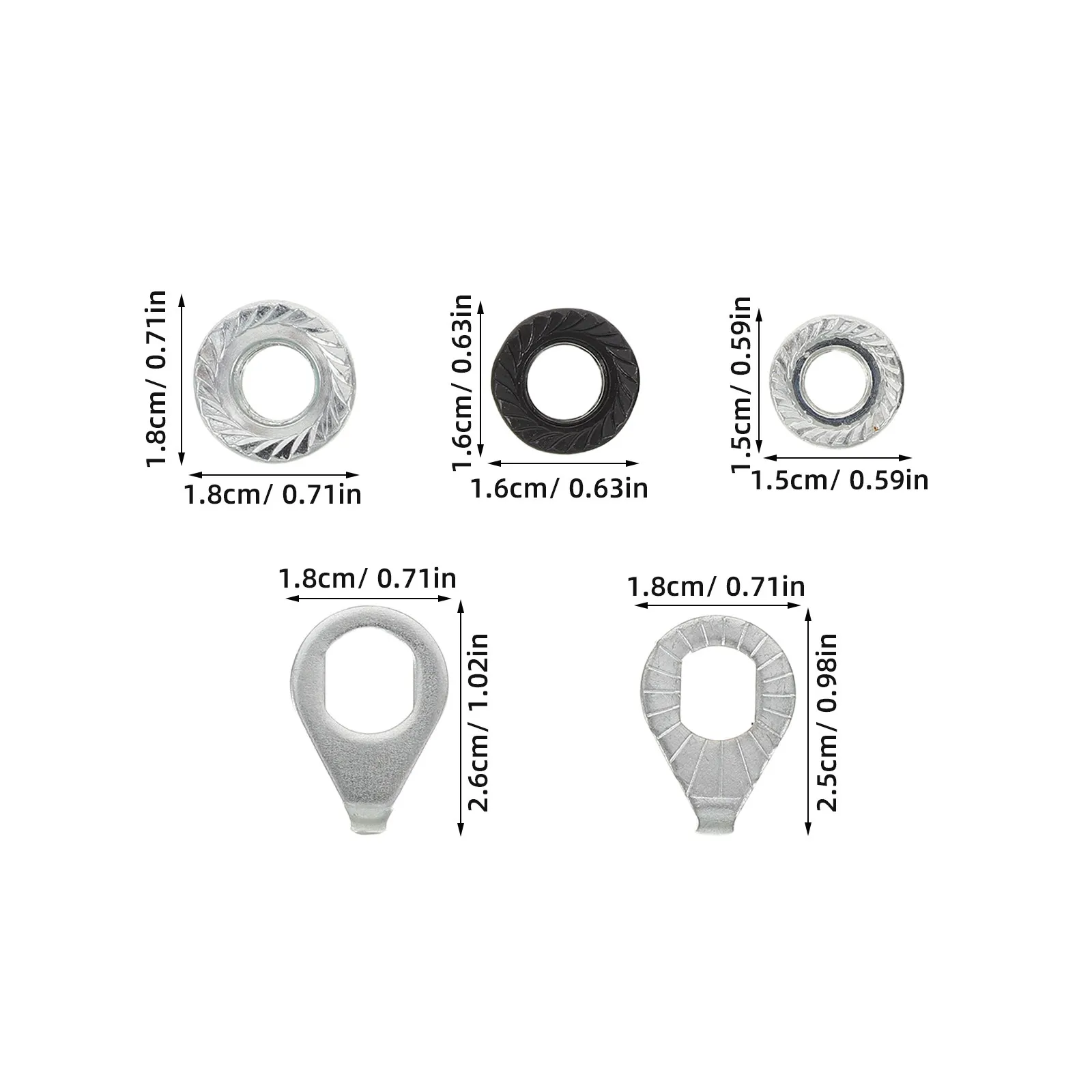 1Set Bicycle Axle Nut Washer Set M8 M9.5 M10 Steel Axle Nuts Tab Washers Anti-Rotation Safety Washers for Mountain Road Bike