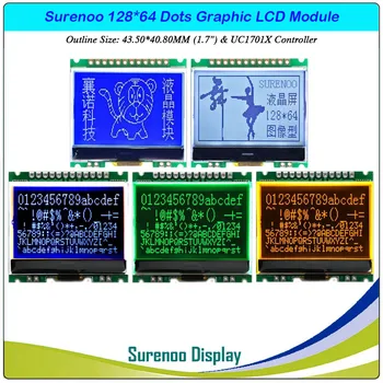 1.7 "43.5X40.8 MM 12864 128X64 Seri SPI COG grafik lcd modülü Ekran LCM inşa UC1701X