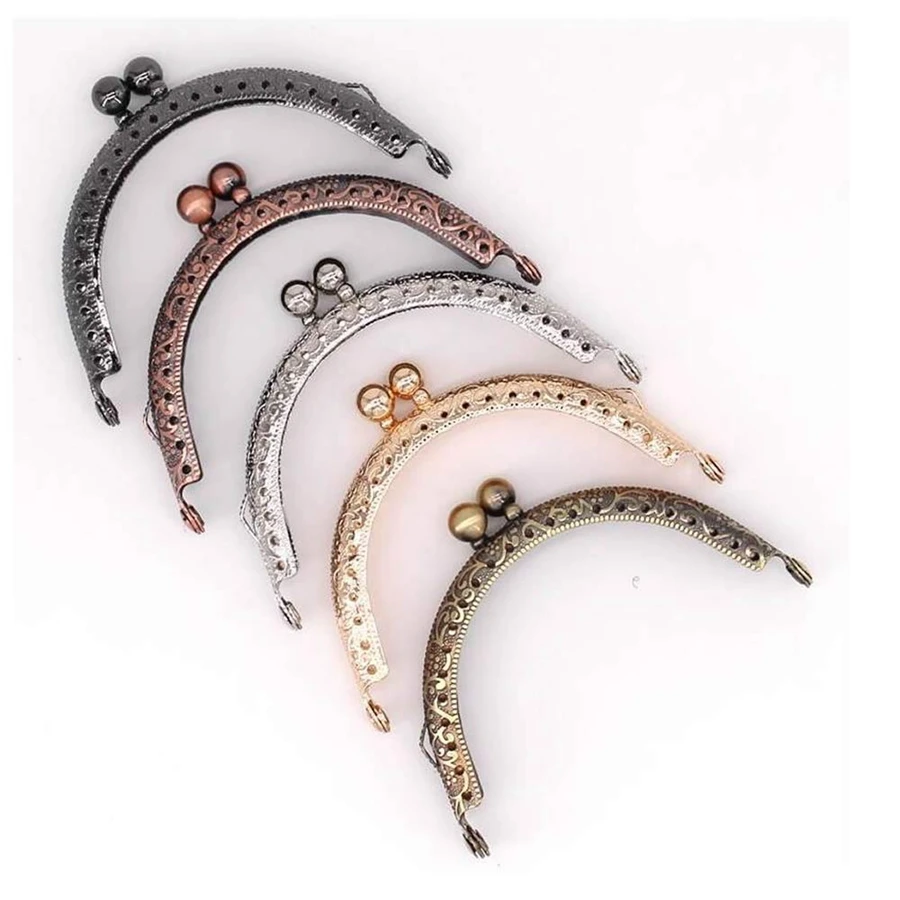 5-Piece Metal Wallet Kiss Clasp Lock DIY Coin Bag Hand Sewing Craftsmanship,3.3 Inch/8.5cm