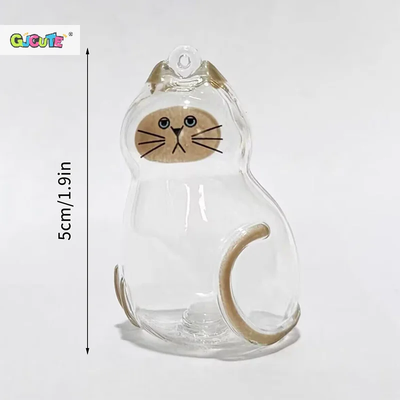 Memorial gato recipiente de armazenamento de cabelo em forma de gato chaveiro portátil artesanal boneca diy chaveiros acessórios