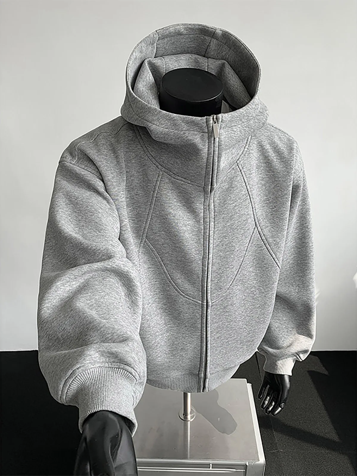 Heavyweight Deconstructed Hooded Jacket Men's Autumn Cleanfit Patchwork Open Cardigan Sweatshirt Couple's Hoodie American Style