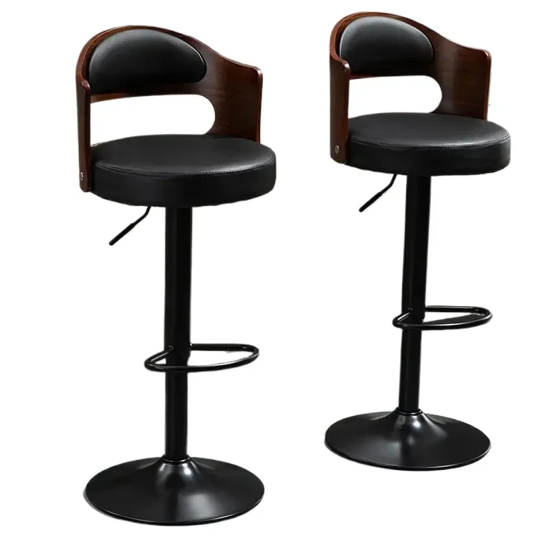 Bar chairs, bar stools, lifting solid wood backrest high stools, home modern simple kitchen high chairs