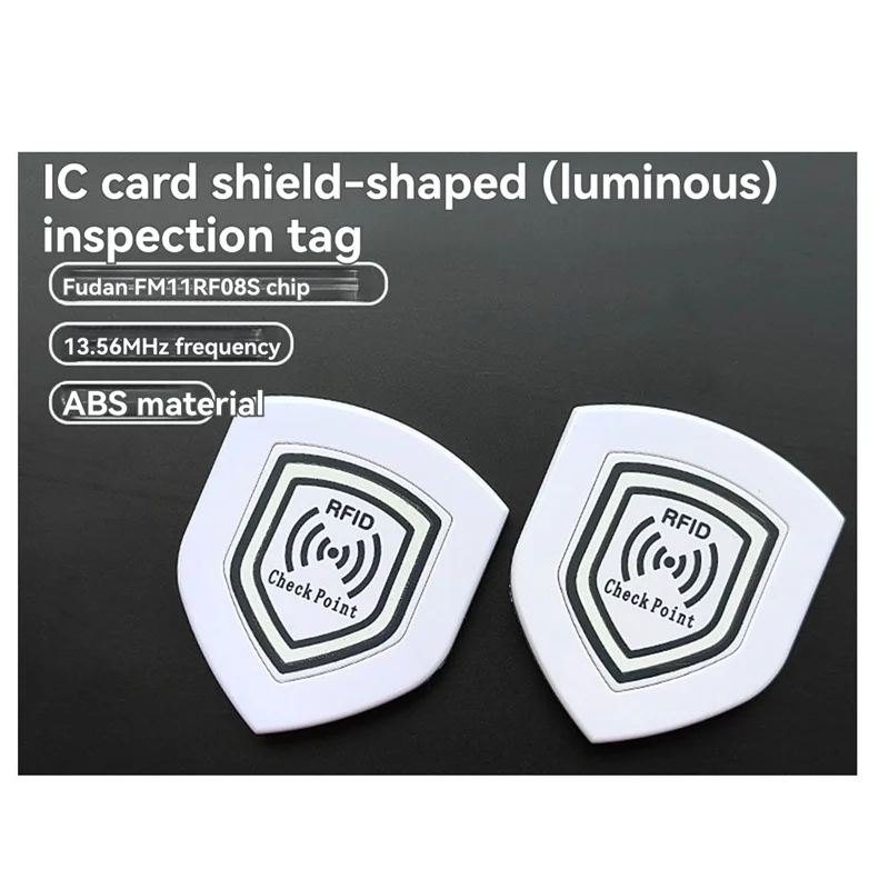N93R 10Pcs 13.56Mhz FM11RF08 NFC RFID Patrol Point Card Anti-Metal 70X60mm Luminous  Shield Inspection Tags For Security