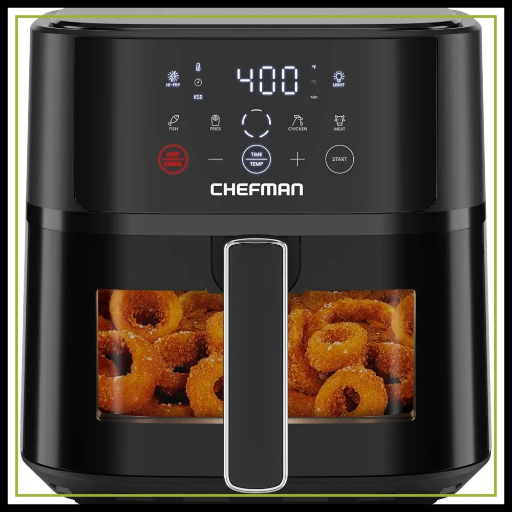 

6 QT Compact Air Fryer with Hi-Fry Technology, Easy-View Window, Touch Controls & 4 Presets, Nonstick Basket, Dishwasher Safe